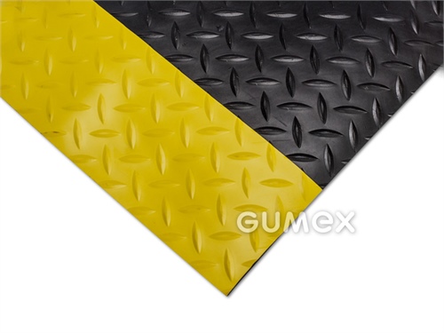 SAFETY DECKPLATE, 15mm, 600x900mm, Diamantdesign, PVC, 0°C/+60°C, schwarz/gelb, 